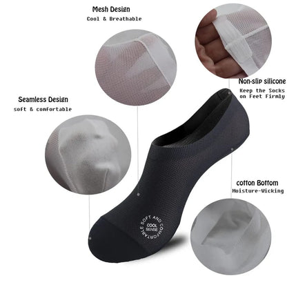 Unisex Ultra Thin Liner Socks Non Slip Combed Cotton No Show Socks