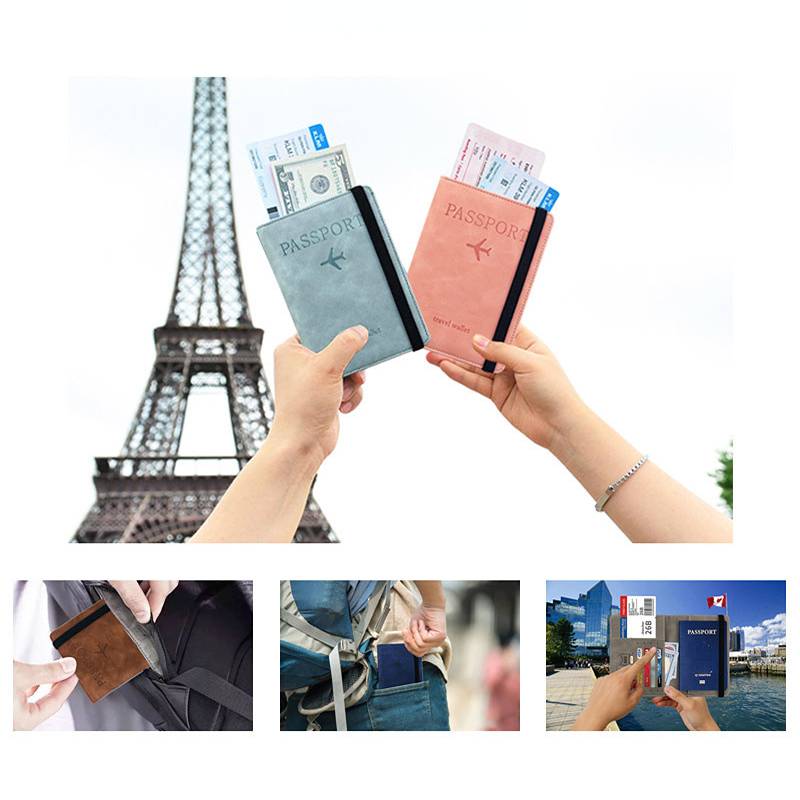 Slim RFID Leather Travel Passport Wallet with Card Slots