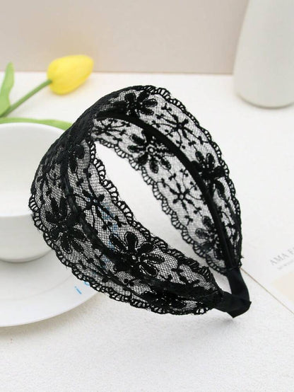 Wide Edge Lace Floral Elastic Headband