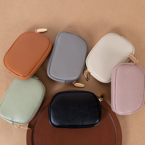 The "Everyday Carry" Key Fob Pouch: Textured Pebble Grain Zip Wallet