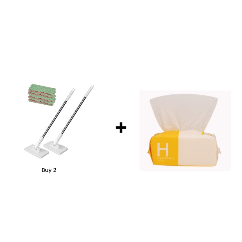 Disposable Dust Mop with 4 Reusable Cloths