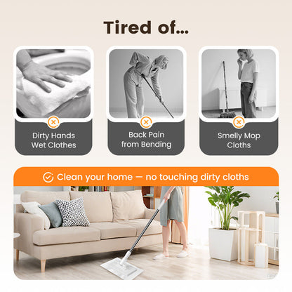 Disposable Dust Mop with 4 Reusable Cloths