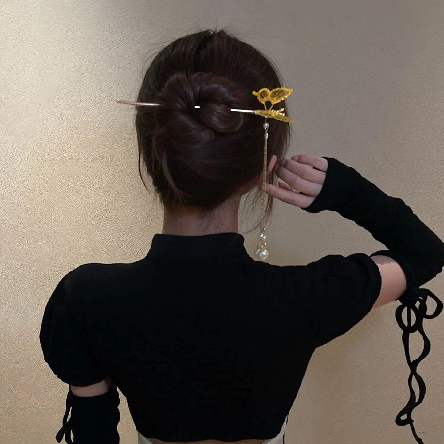 Butterfly Pearl Tassel Hair Stick