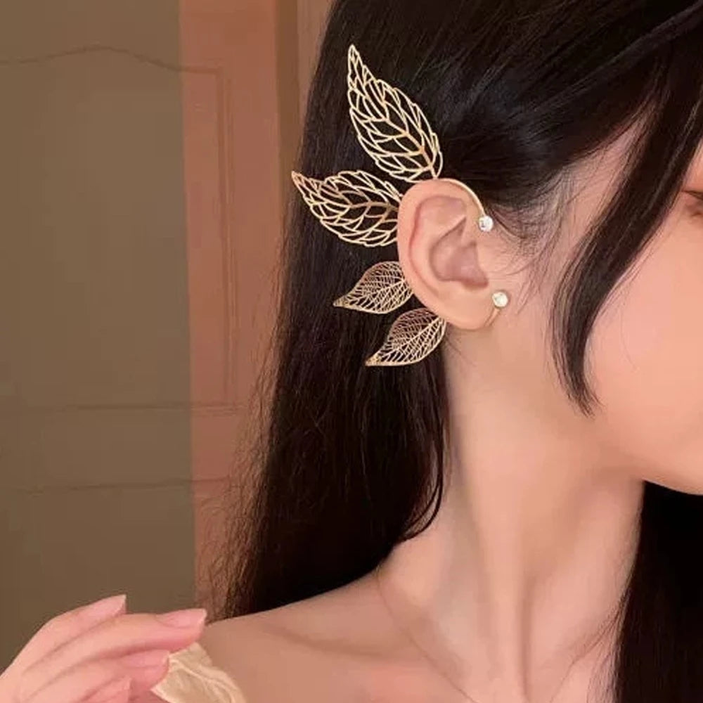 Leaf-shaped Cuff Earrings