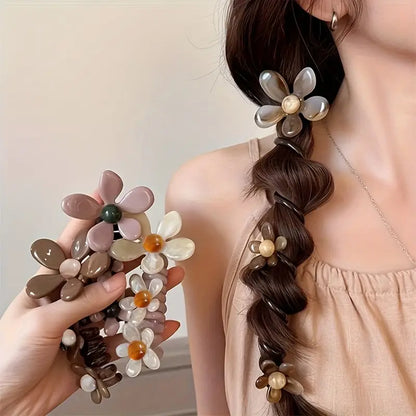 Elegant Floral Bubble Spiral Ponytail Hair Ties