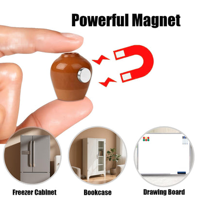 Refrigerator Magnets - Cute Mini Ceramic Vase Fridge Magnets with Artificial Flowers