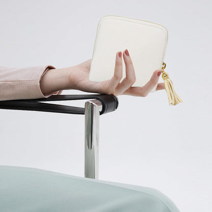 Portable Travel Jewelry Case Pouches for Crystals Bracelets Rings—White Tassel