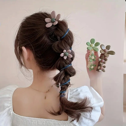 Elegant Floral Bubble Spiral Ponytail Hair Ties