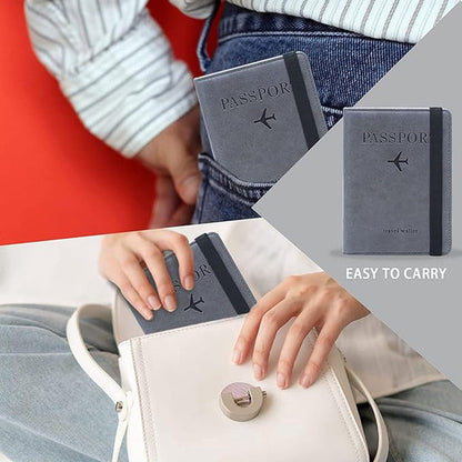 Slim RFID Leather Travel Passport Wallet with Card Slots
