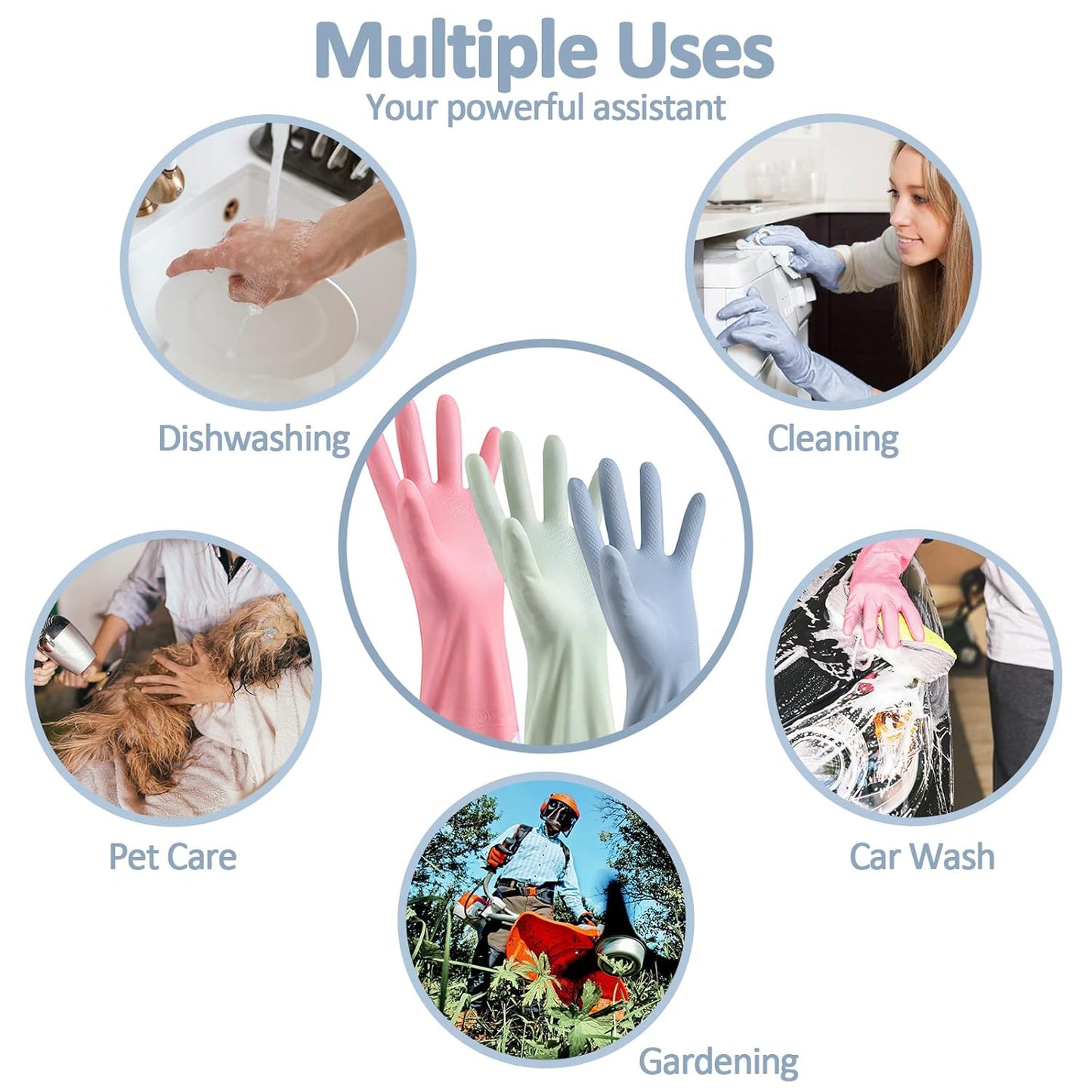 Extra-Long +  Anti Slip + Reusable  Waterproof Kitchen Gloves