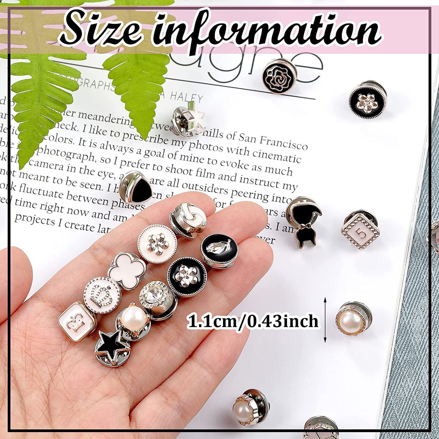 Button Brooch Safety Pins for Women's Clothing