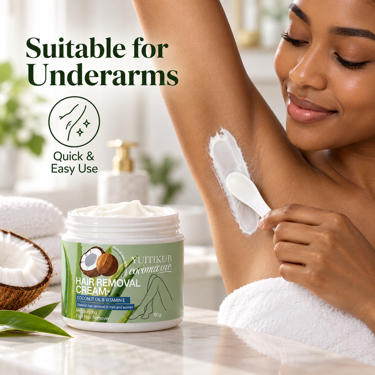 YUTIKIB Coconut Oil & Vitamin E Hair Removal Cream.