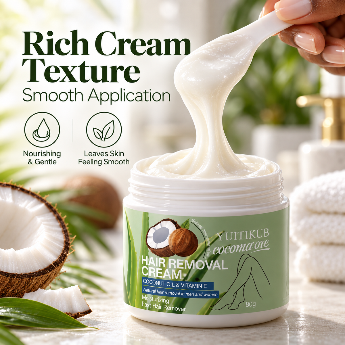 YUTIKIB Coconut Oil & Vitamin E Hair Removal Cream.