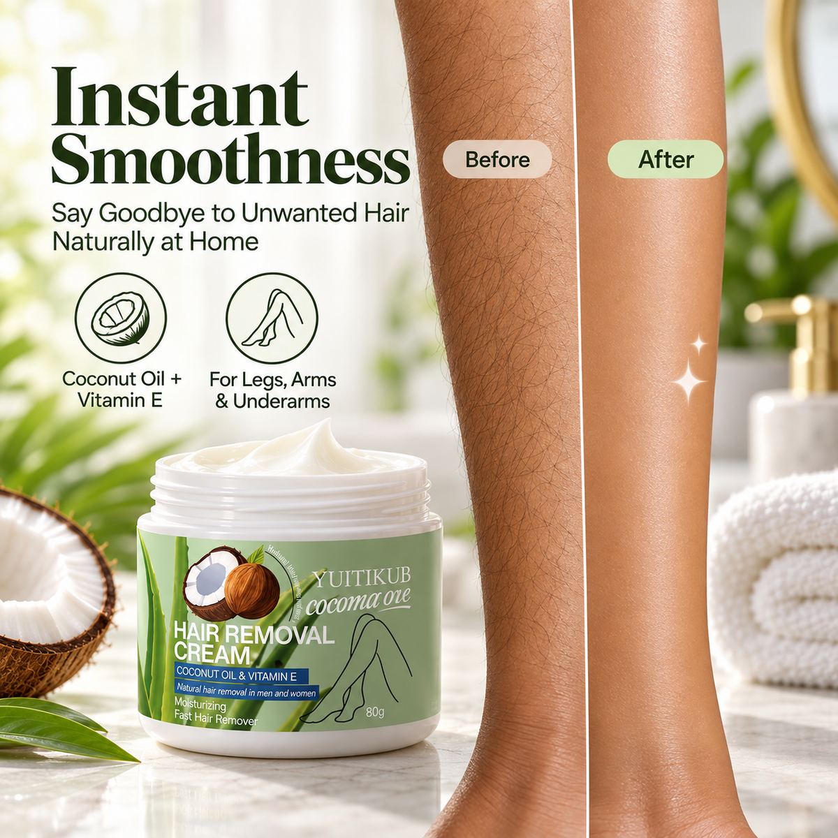 YUTIKIB Coconut Oil & Vitamin E Hair Removal Cream.