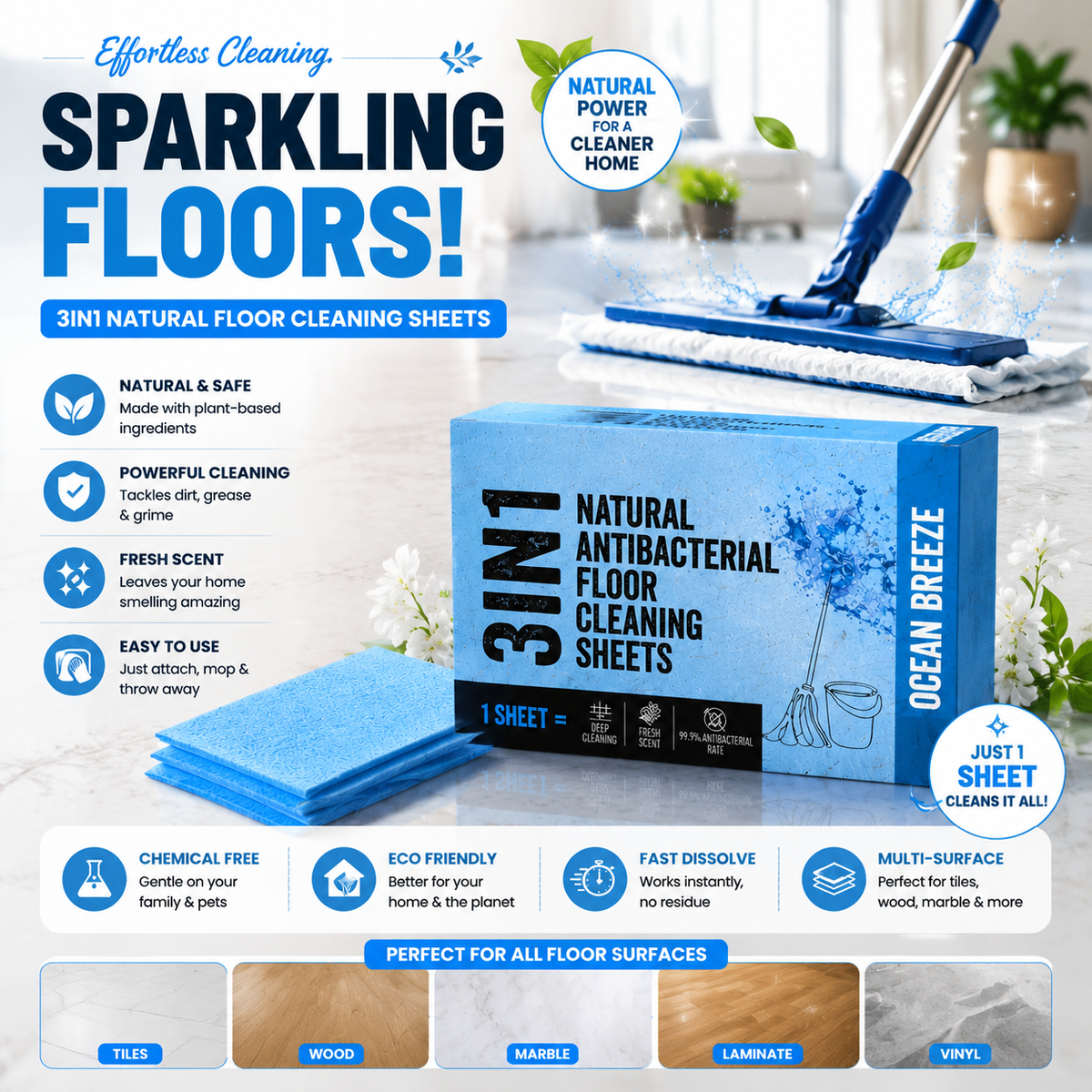 🏠 Smart Floor Cleaning Sheets – Instant Cleaning Solution