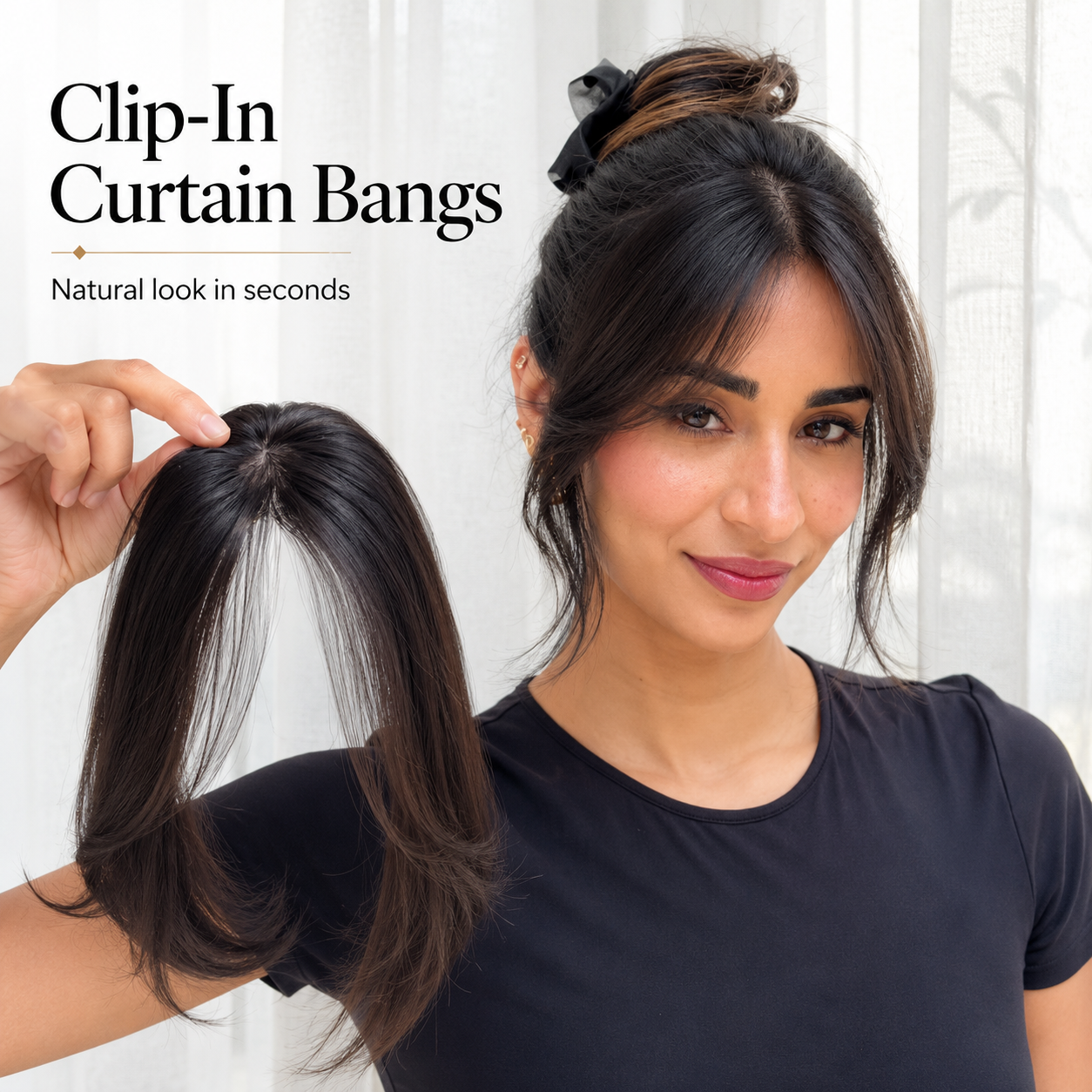 Clip-In Curtain Bangs Hair Topper