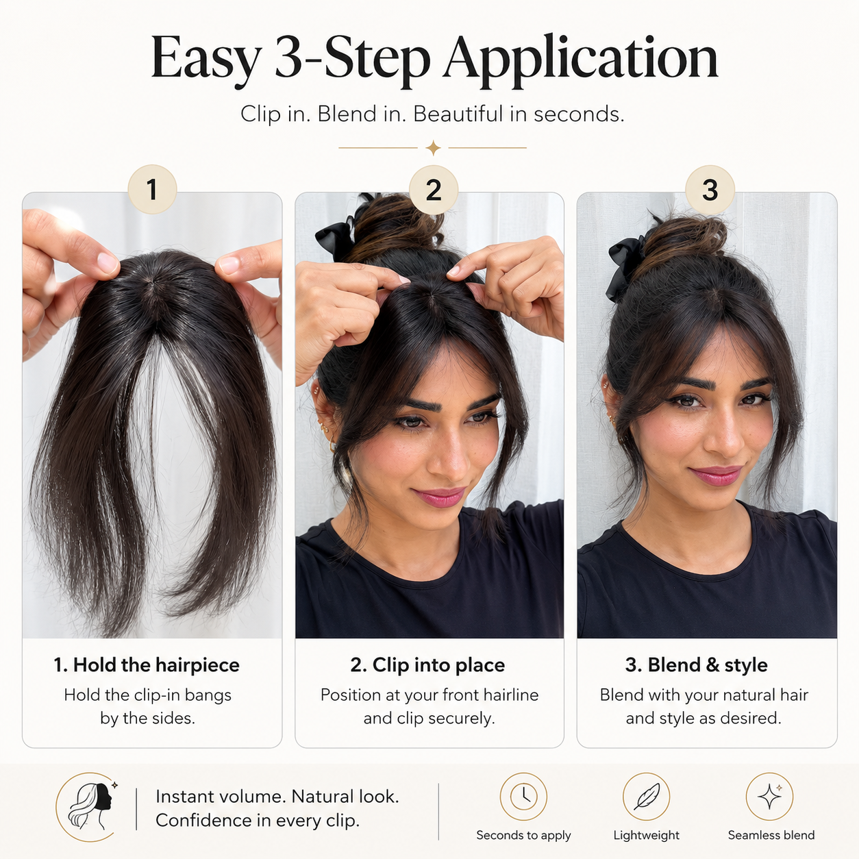 Clip-In Curtain Bangs Hair Topper