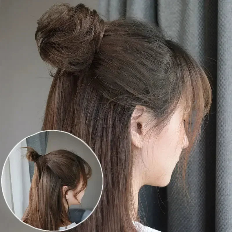 Synthetic Hair Bun Claw Clip