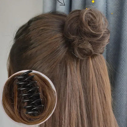 Synthetic Hair Bun Claw Clip