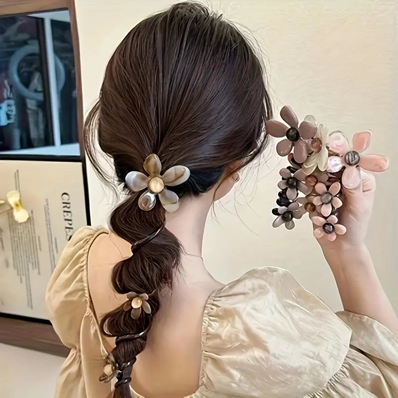 Elegant Floral Bubble Spiral Ponytail Hair Ties