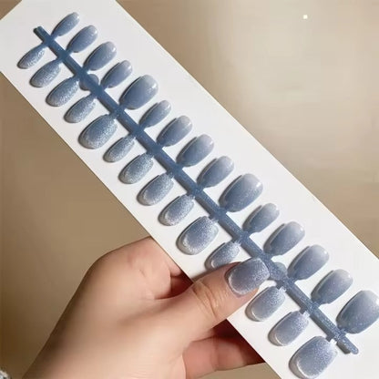 Cat Eye Shimmer Press On Nails + Glue